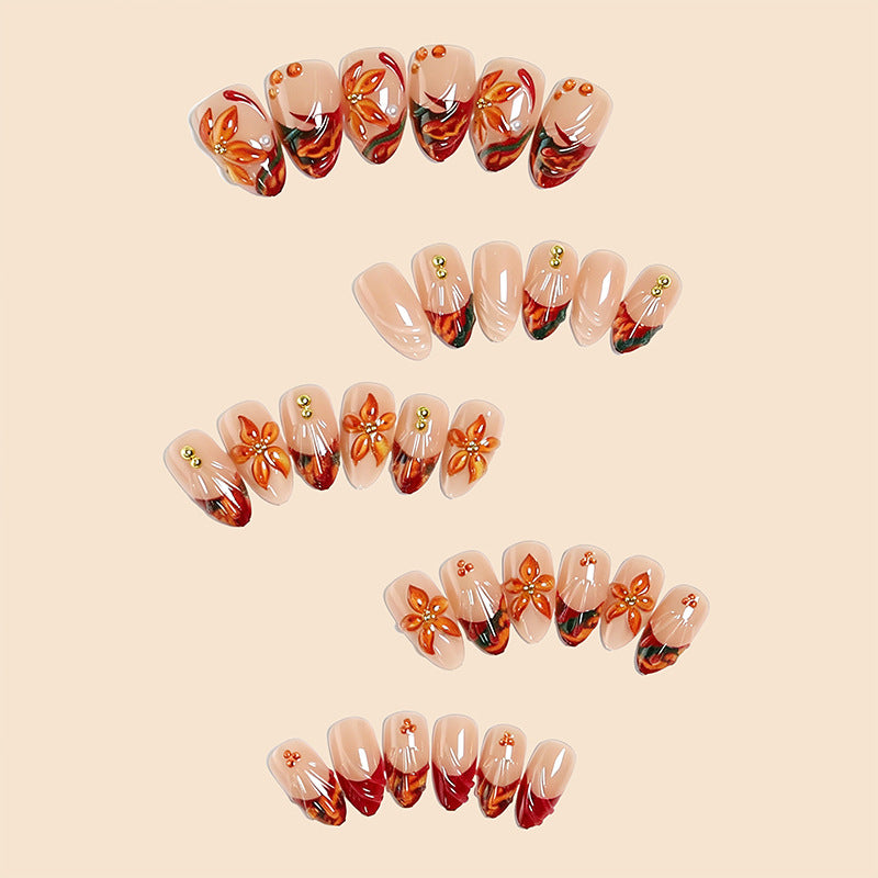 Artistic Nail Tips with Floral Details Stornfield