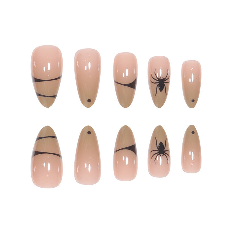 Artistic Stiletto Press-On Nail Set with Intricate Spider Design Stornfield