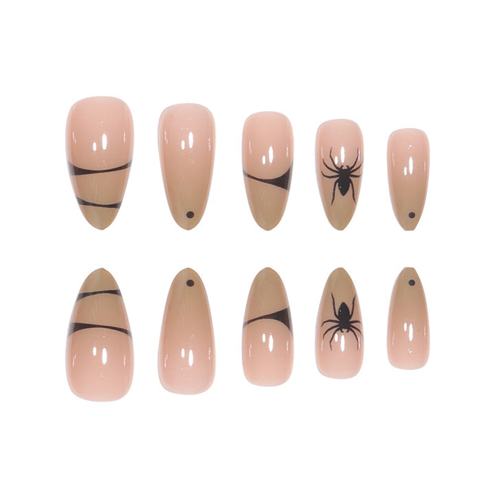 Artistic Stiletto Press-On Nail Set with Intricate Spider Design Stornfield