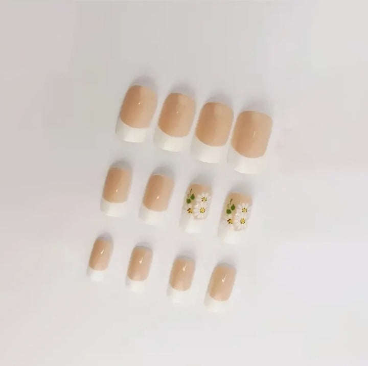 Floral French Tip Nail Art Enhancements Stornfield