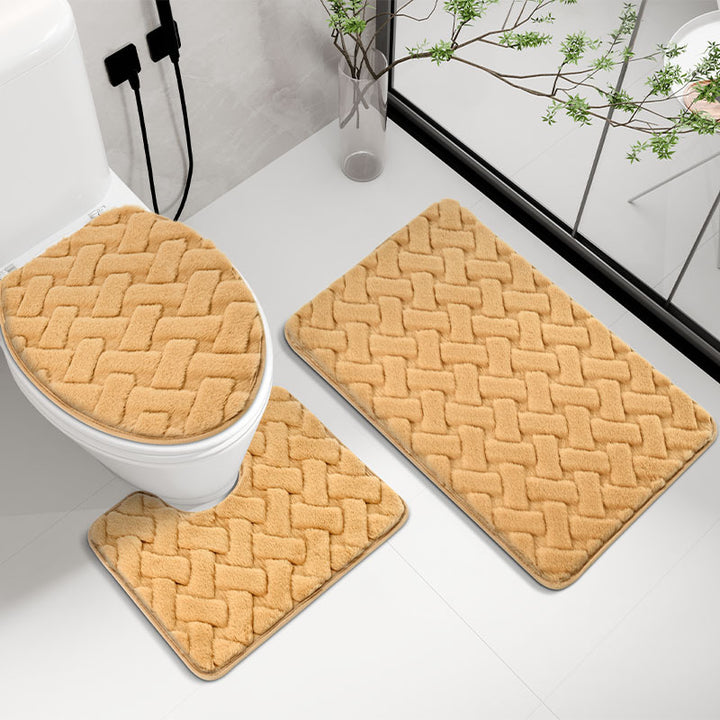 Plush Braided Toilet Mat Set