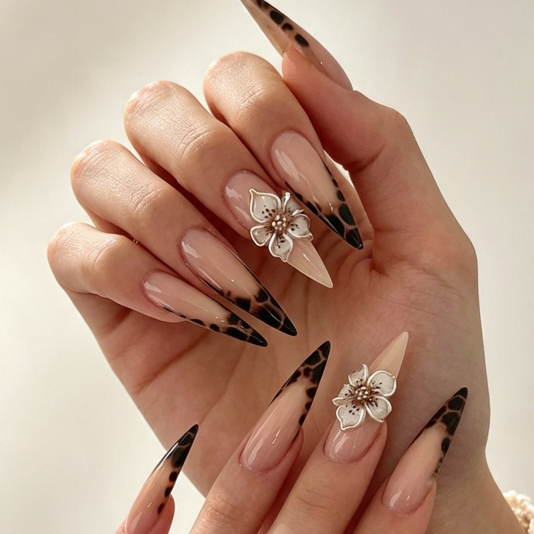 Floral-Themed Stiletto Press-On Nail Tips Stornfield