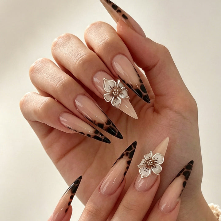 Floral-Themed Stiletto Press-On Nail Tips Stornfield