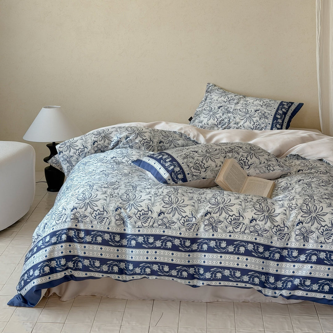 Luxury Floral Cotton Sateen Duvet Cover Set with Pillowcases