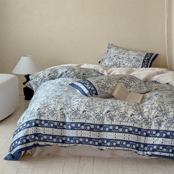 Luxury Floral Cotton Sateen Duvet Cover Set with Pillowcases