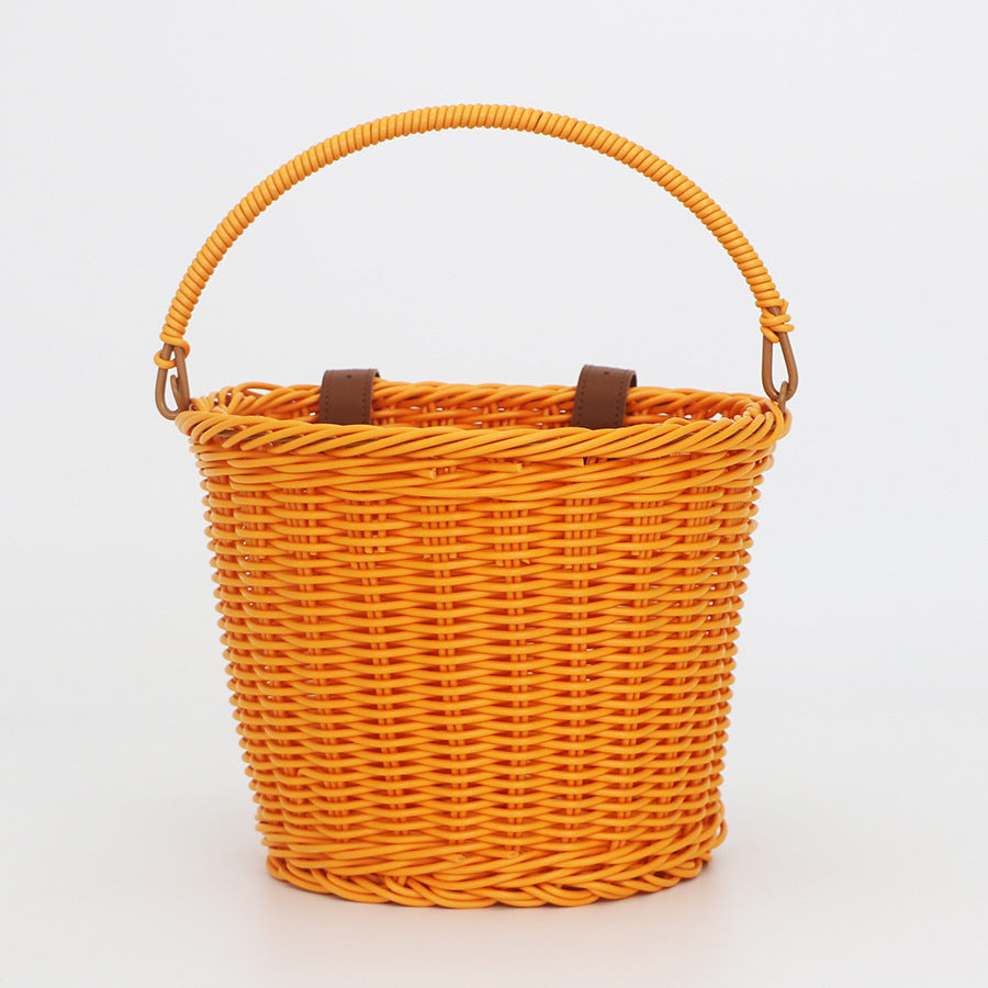 Practical hand basket with leather handles Stornfield