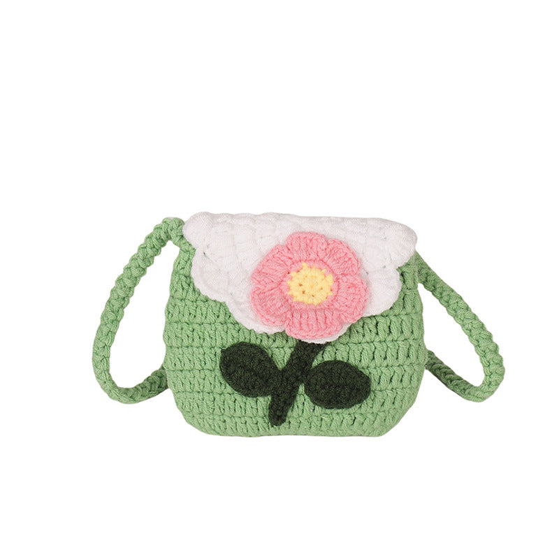 Crochet Flower-Detail Handbag