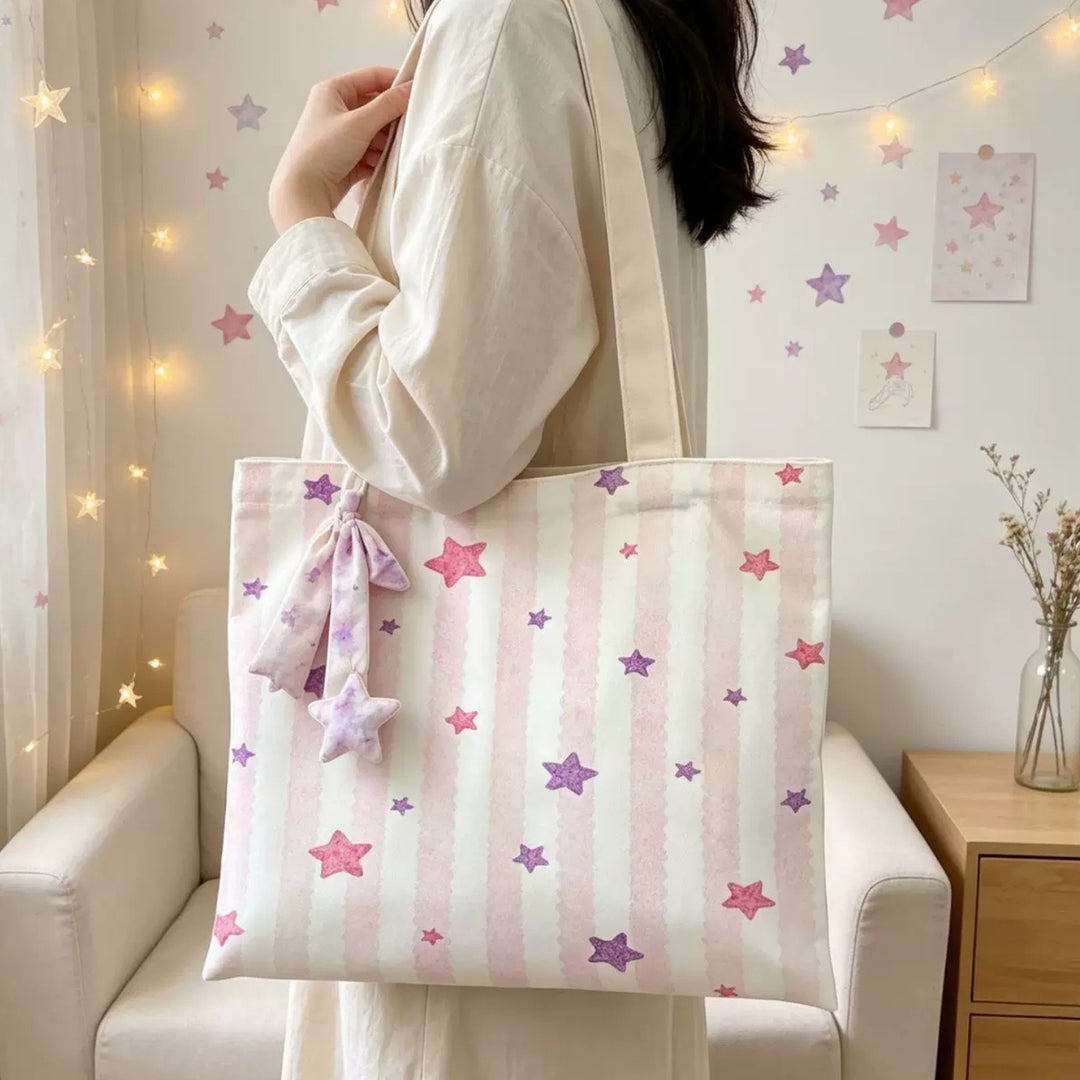Stylish Star Print Tote Bag