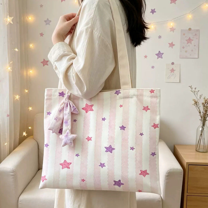 Stylish Star Print Tote Bag