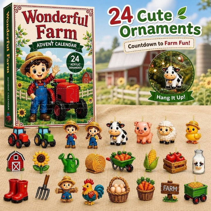 Advent Calendar with Farm-Themed Ornaments