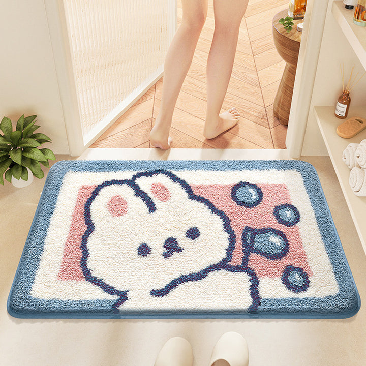 Plush Cartoon Cat Bath Mat