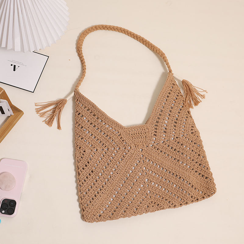 Handmade macrame crossbody bag with playful tassels Stornfield
