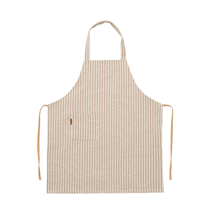 Atelier and kitchen apron made of cotton-linen with pocket panel and adjustable neck strap