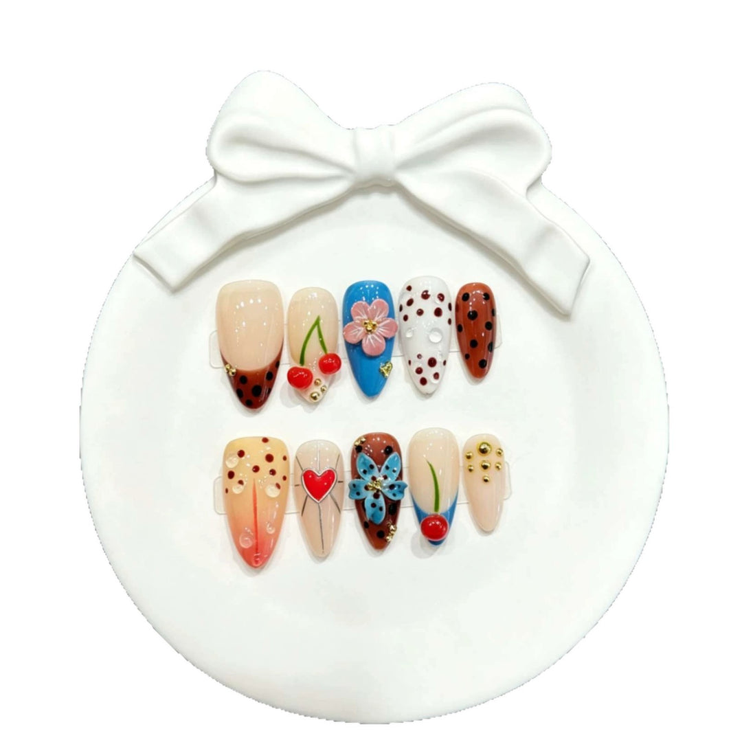 Decorative Press-On Nail Art Set with Vibrant Character Design