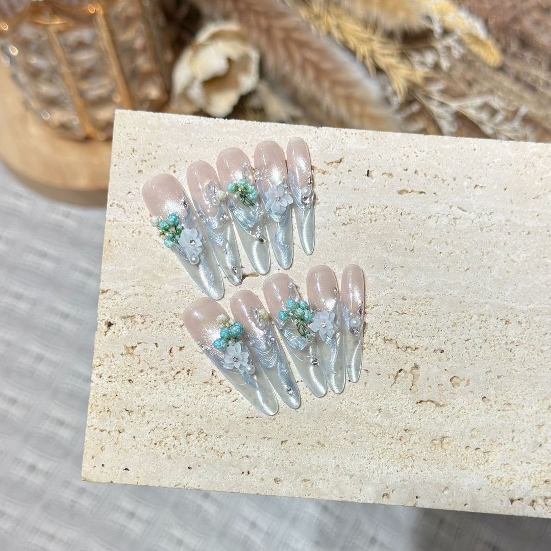 Elegant Floral Stiletto Nail Art Stornfield