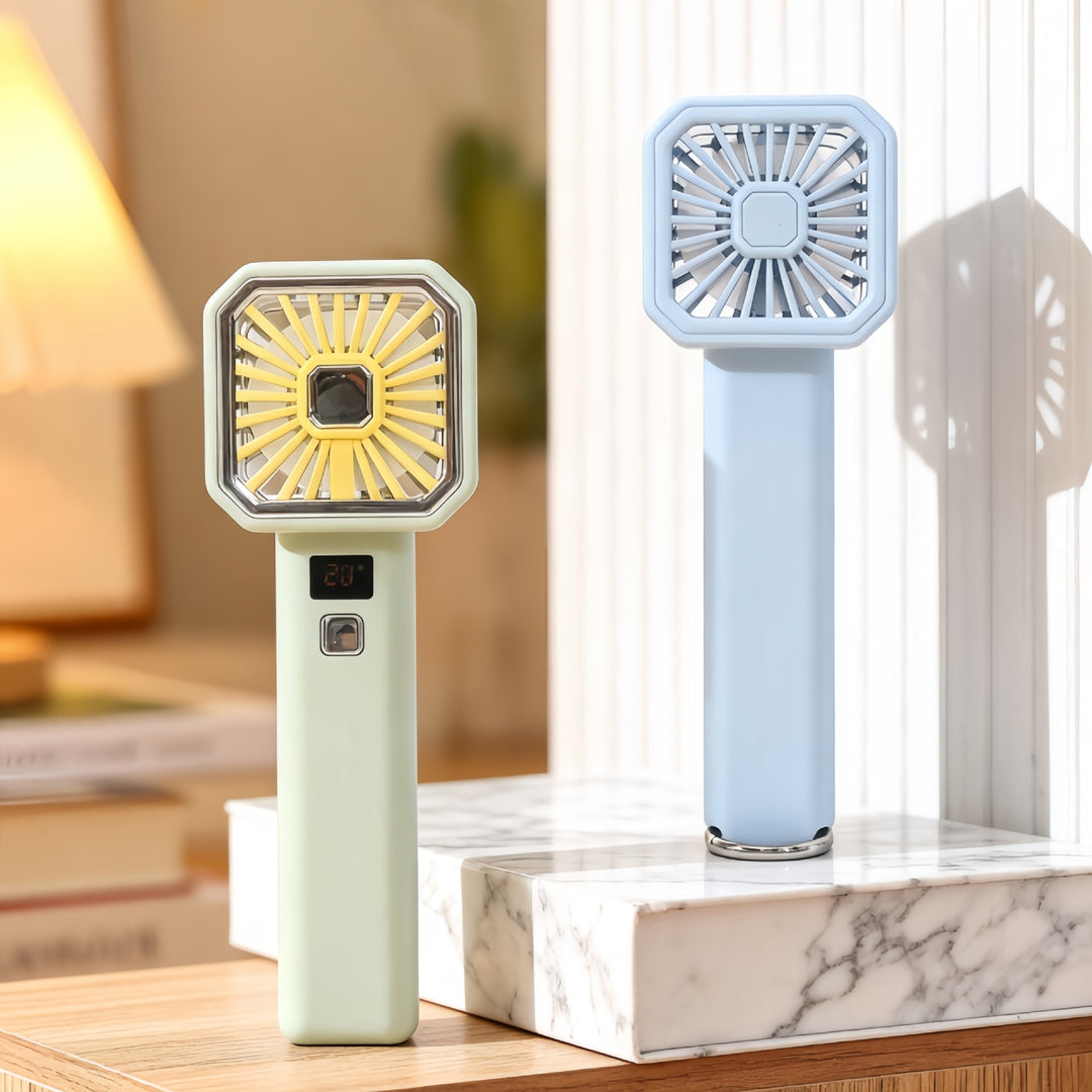 Women's Portable Handheld Fan with LCD Display and USB Charging Function Stornfield