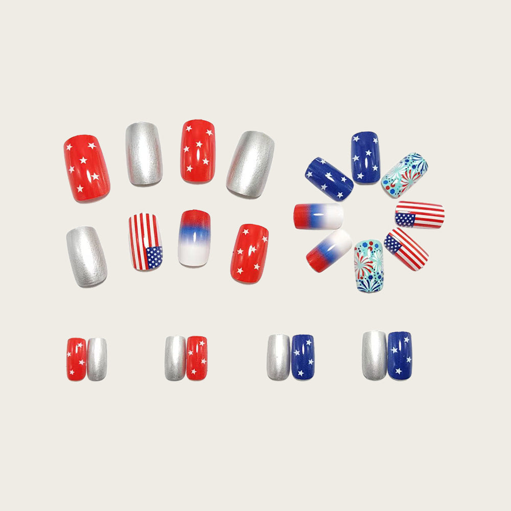 Artificial Nail Set with Patriotic Motifs Stornfield