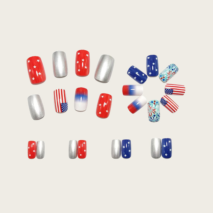 Artificial Nail Set with Patriotic Motifs Stornfield