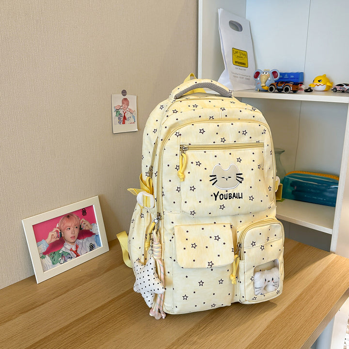 Playful Cat-Print School Backpack Stornfield