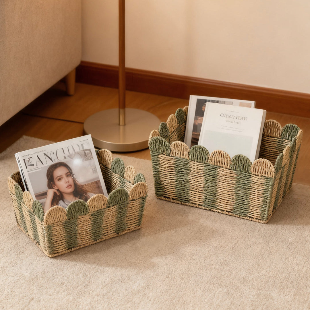 Handcrafted decorative basket with wave edge Stornfield