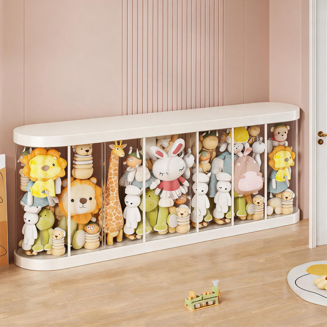 LED-lit Transparent Plush Toy Showcase Cylinder