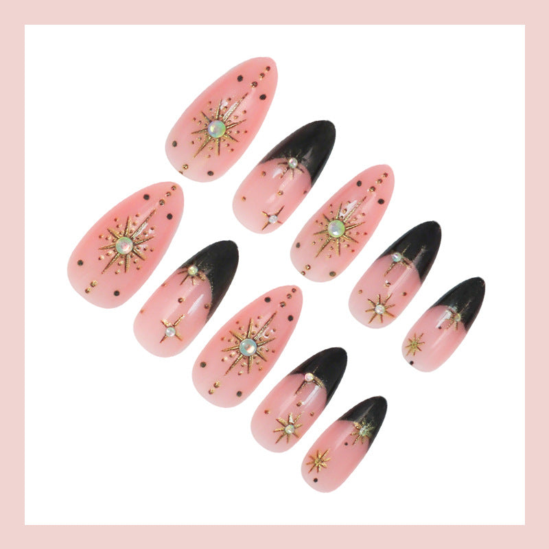 Artificial nail set with elegant 3D stars and glitter accents Stornfield
