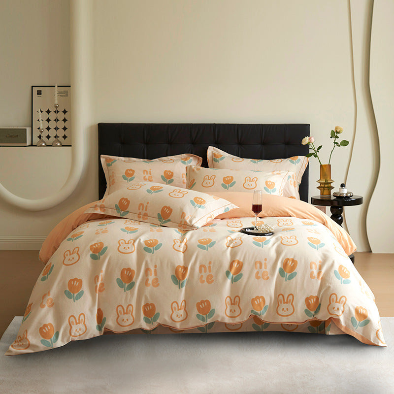 Luxury Cotton Sateen Geometric Duvet Cover Set with Pillowcases