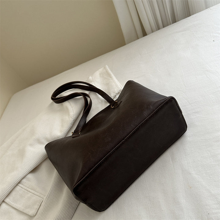 Classic Vegan Leather Shoulder Tote Bag
