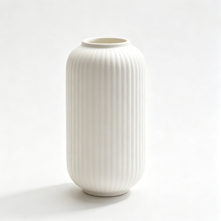 Elegant Ribbed Ceramic Decorative Vase Stornfeild