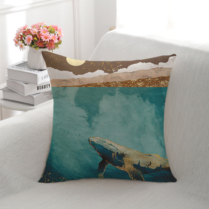 Artistic Leaf Print Throw Pillow