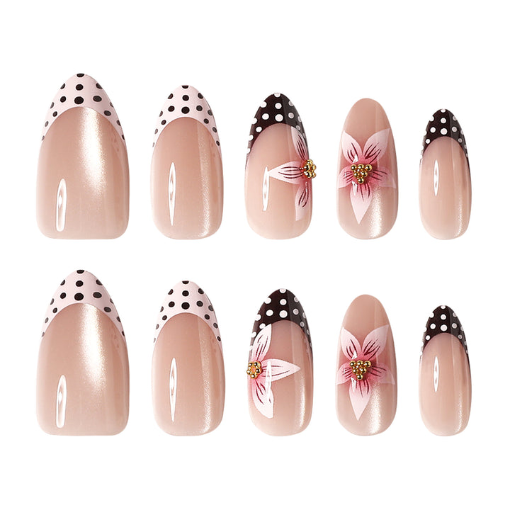 Artful Nail Extensions with Flower and Dot Design Stornfield