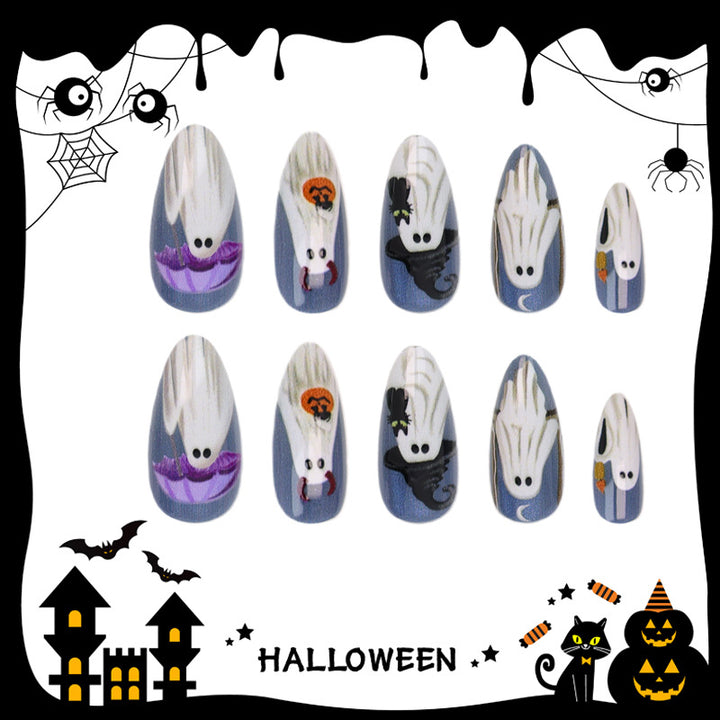 Halloween Nail Art Set with Creepy Ghost and Pumpkin Designs Stornfield