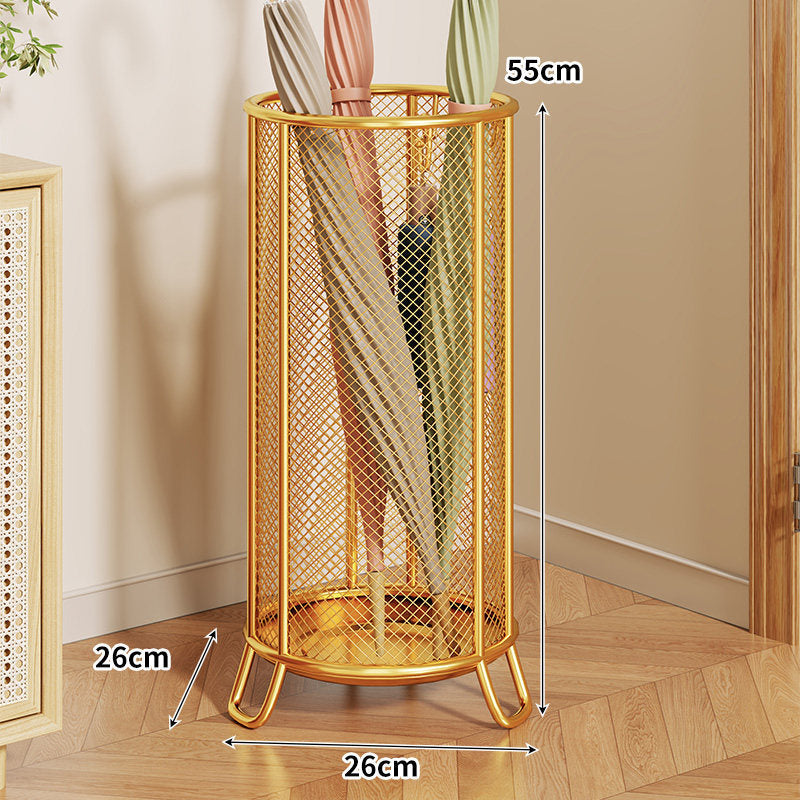 Freestanding Metal Mesh Umbrella & Walking Stick Holder with Raised Ring Base
