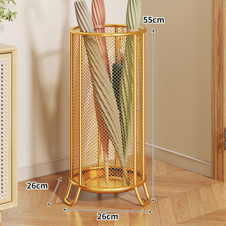 Freestanding Metal Mesh Umbrella & Walking Stick Holder with Raised Ring Base