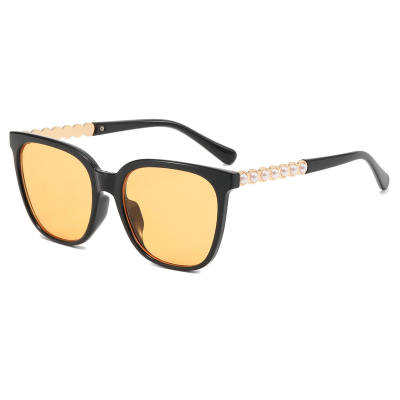 Women's oversized sunglasses with elegant pearl jewelry decoration Stornfield