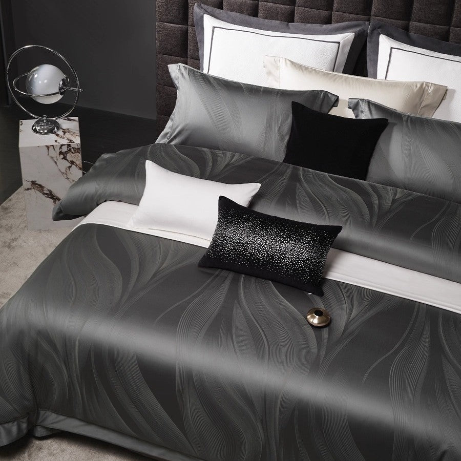 Luxury Jacquard Wave-Textured Duvet Cover Set