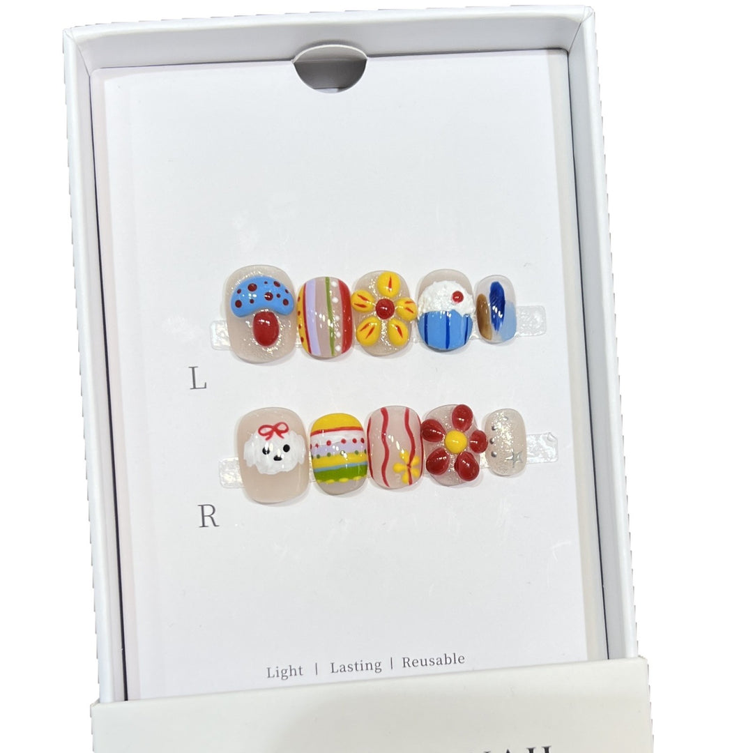 Decorative Press-On Nail Art Set with Fun and Whimsical Designs Stornfield