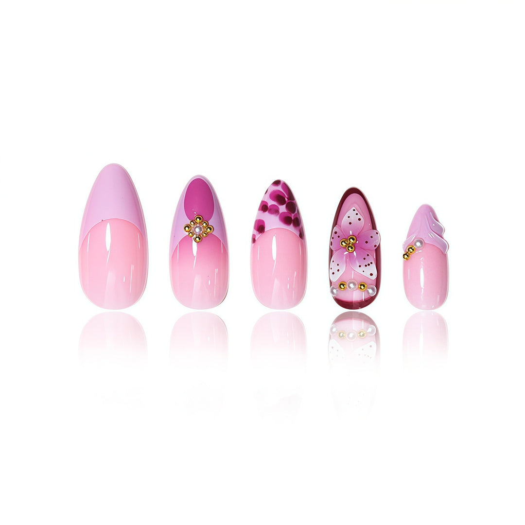 Elegant Floral Acrylic Nail Extensions Stornfield