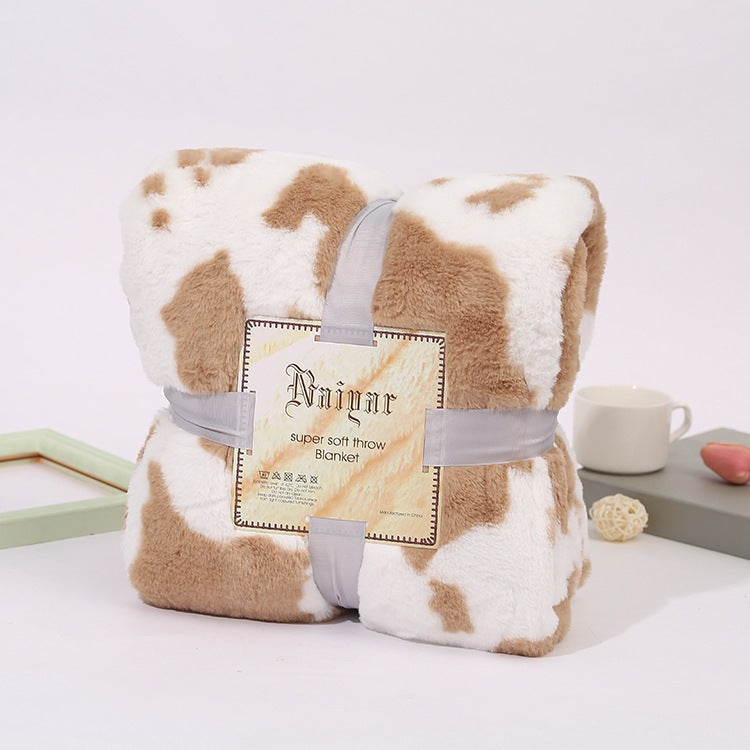 Ultra-Soft Cow Print Fleece Throw Blanket