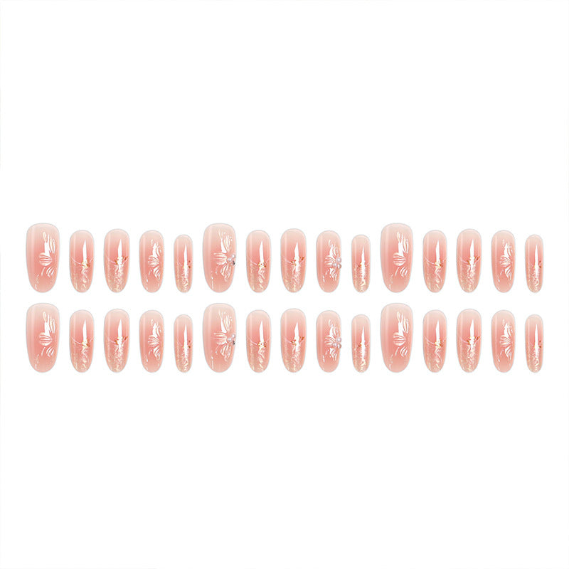 Acrylic nail set with filigree flower and glitter elements Stornfield