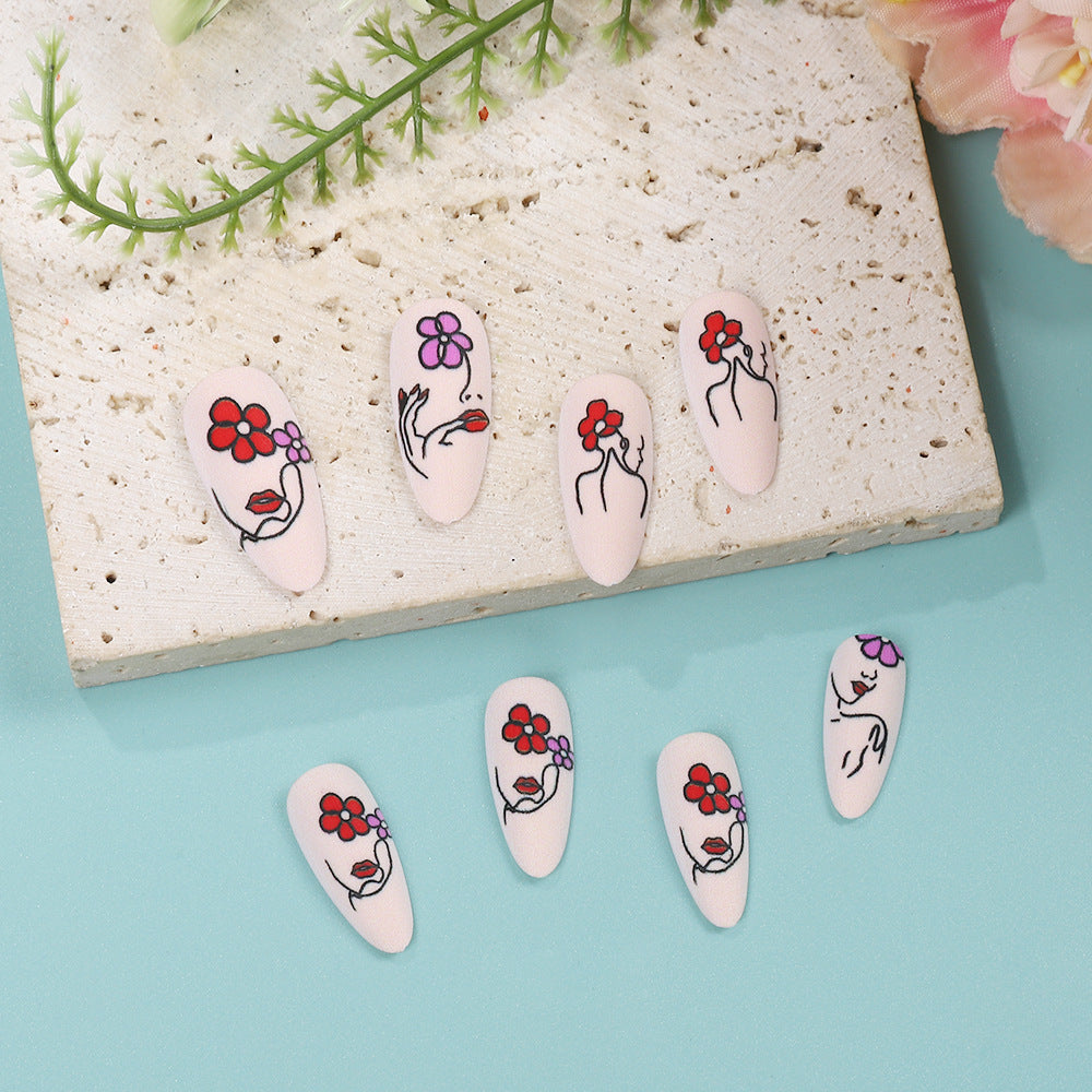 Handmade art nails with floral patterns Stornfield