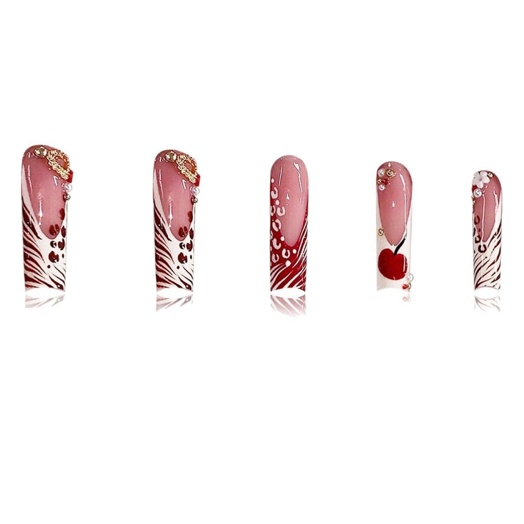 Decorative Long Press-On Nail Art with Gem Accents Stornfield