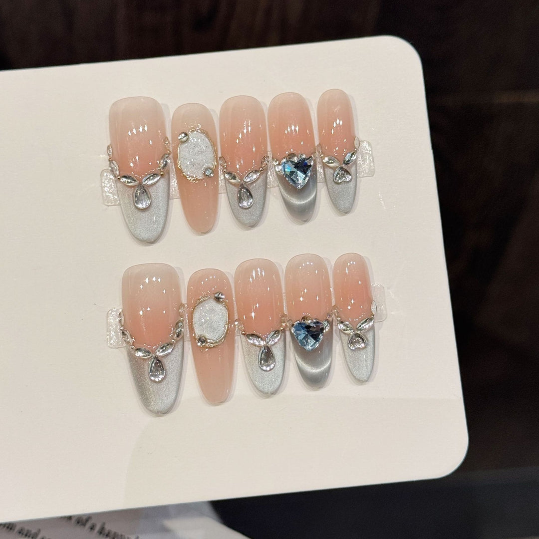 Decorative Crystal-Embellished Press-On Nail Art Set