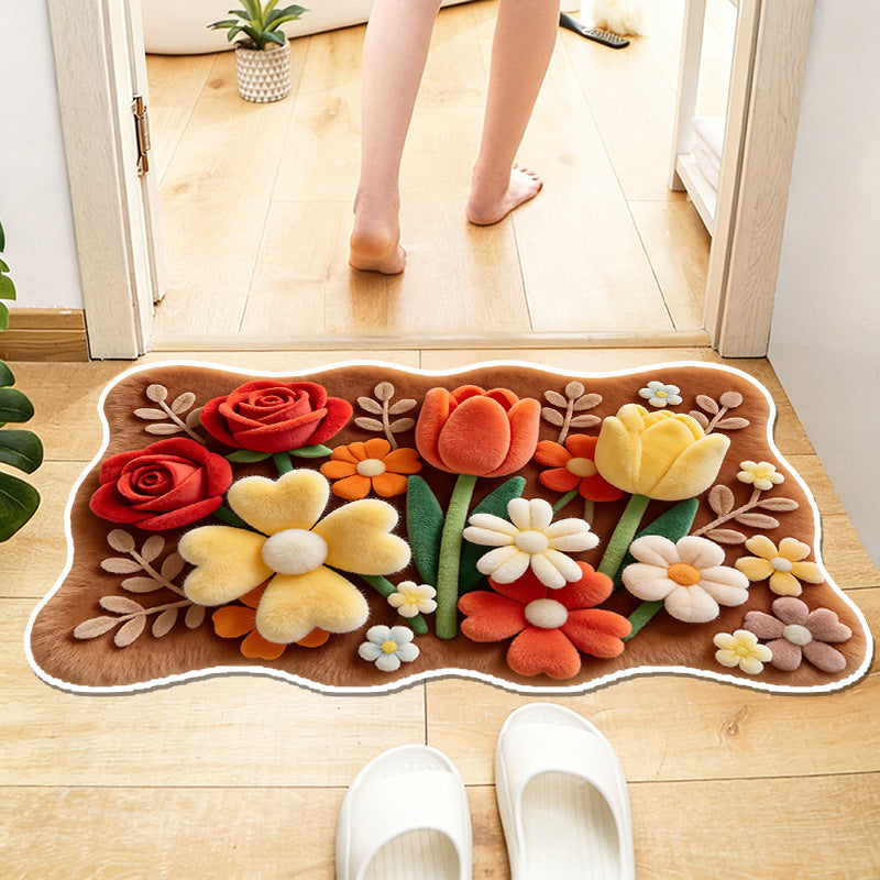 Floral Patterned Soft Bath Mat