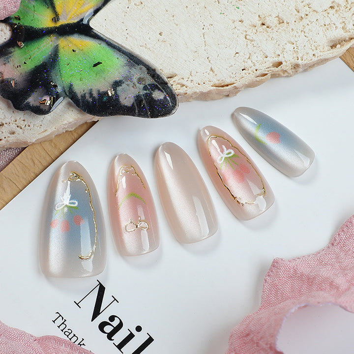Decorative Floral Press-On Nail Design