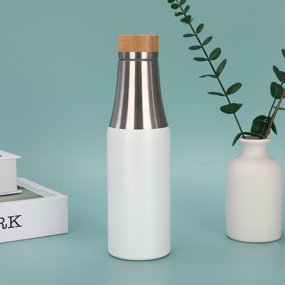 Women's stainless steel insulated drinking bottle with bamboo lid Stornfield