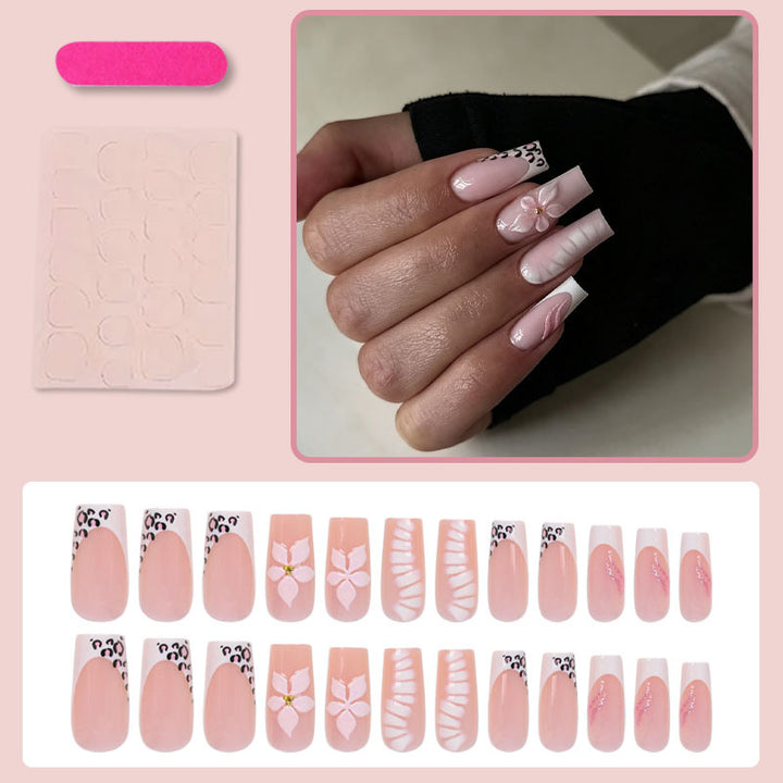 Elegant artificial nail set with floral and animal accents Stornfield