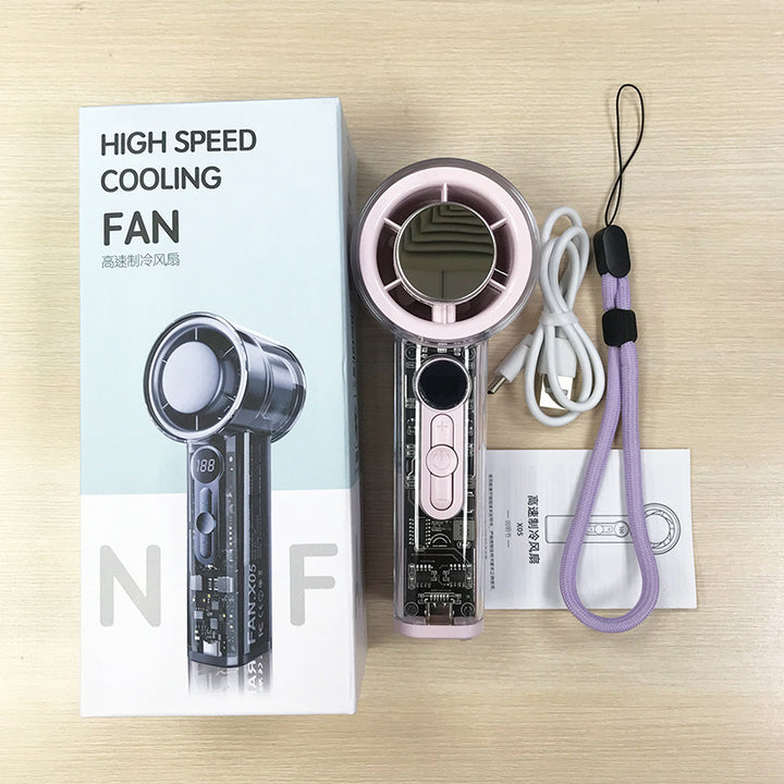 Cooling transparent handheld bladeless high-speed portable USB rechargeable fan Stornfield