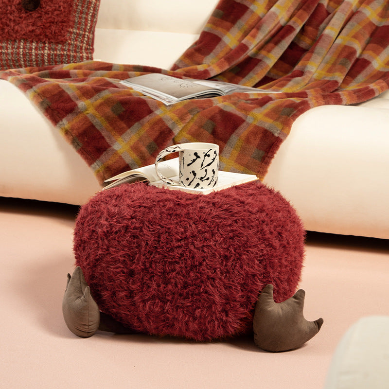 Cozy children's pouf seat with plush cover and decorative animal feet