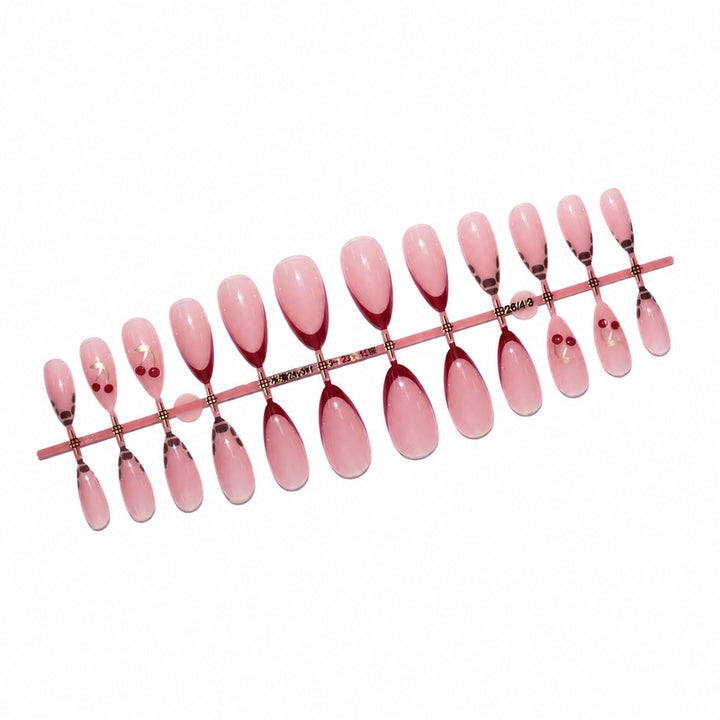 Elegant artificial nails with cherry design Stornfield